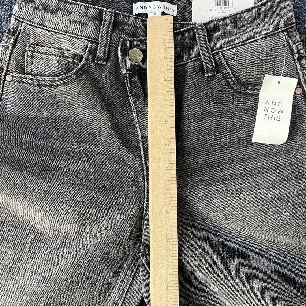 And Now This‎ Jeans Womens 25 Gray High Rise Straight Cropped Criss Cross Dumont